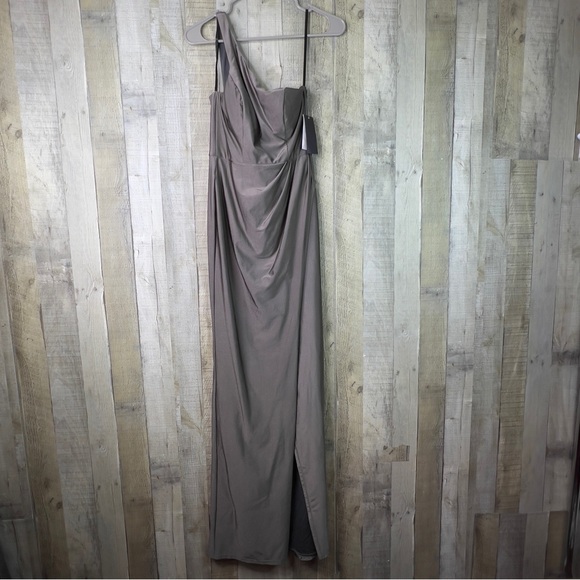 City Studio Size 1 Gray Sleeveless Asymmetrical Neckline Evening Sheath Dress - Picture 1 of 13